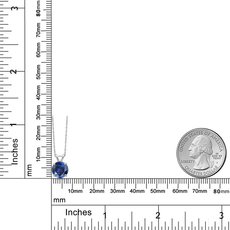 14K White Gold Plated 2.5Ct Lab Created Sapphire Pendant Necklace Gift for Women
