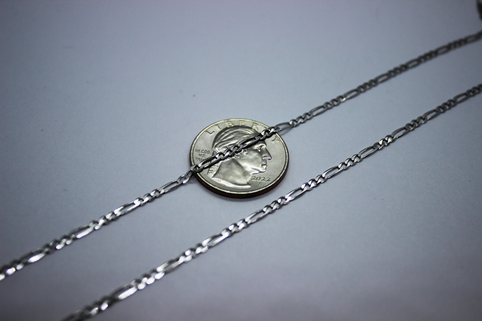 14k Solid White Gold Figaro Chain Necklace Bracelet 2.2mm – 6.2mm 7″ – 30″