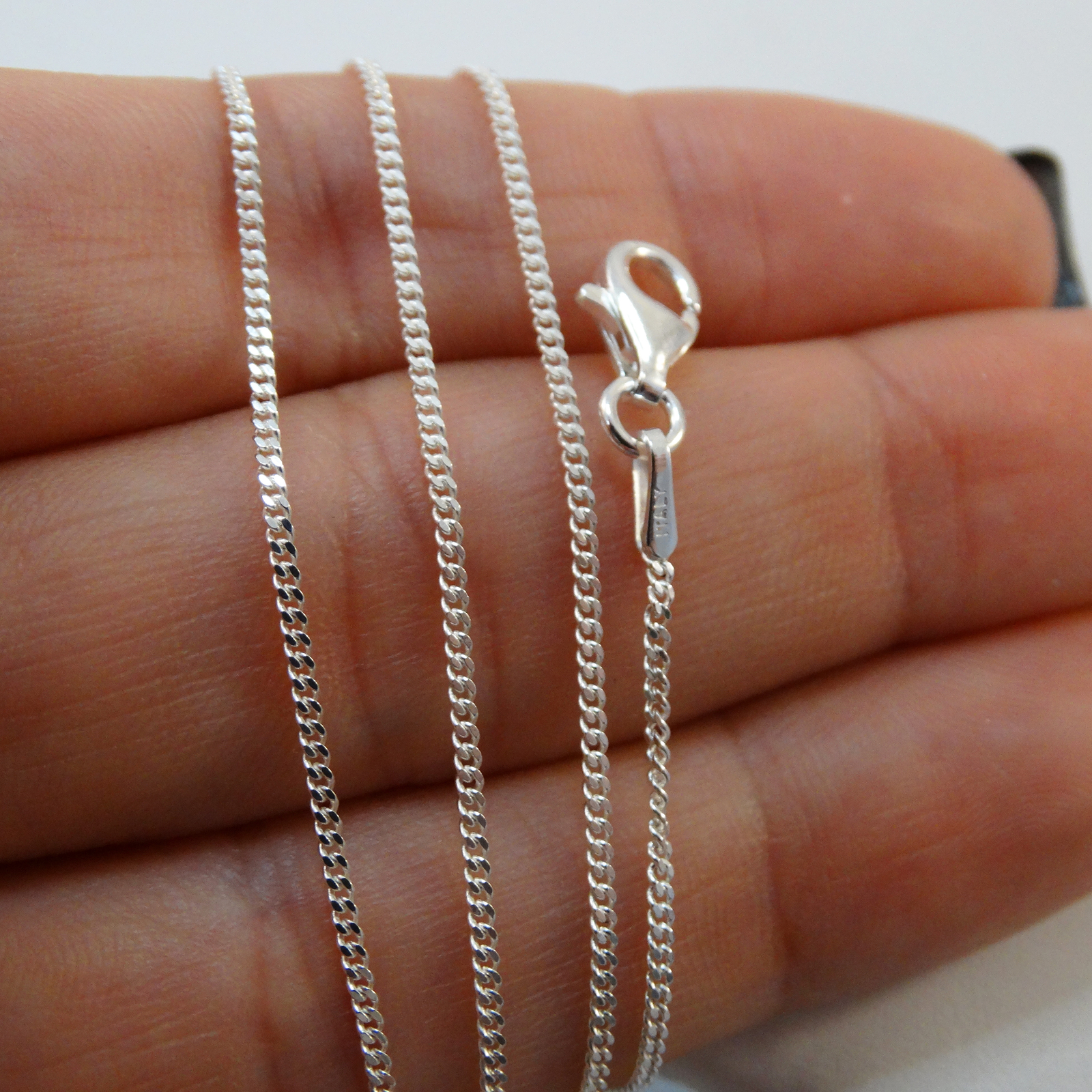 1.2mm Curb Chain – 925 Sterling Silver – 16″, 18″, 20″ Italian Italy Thin Strong