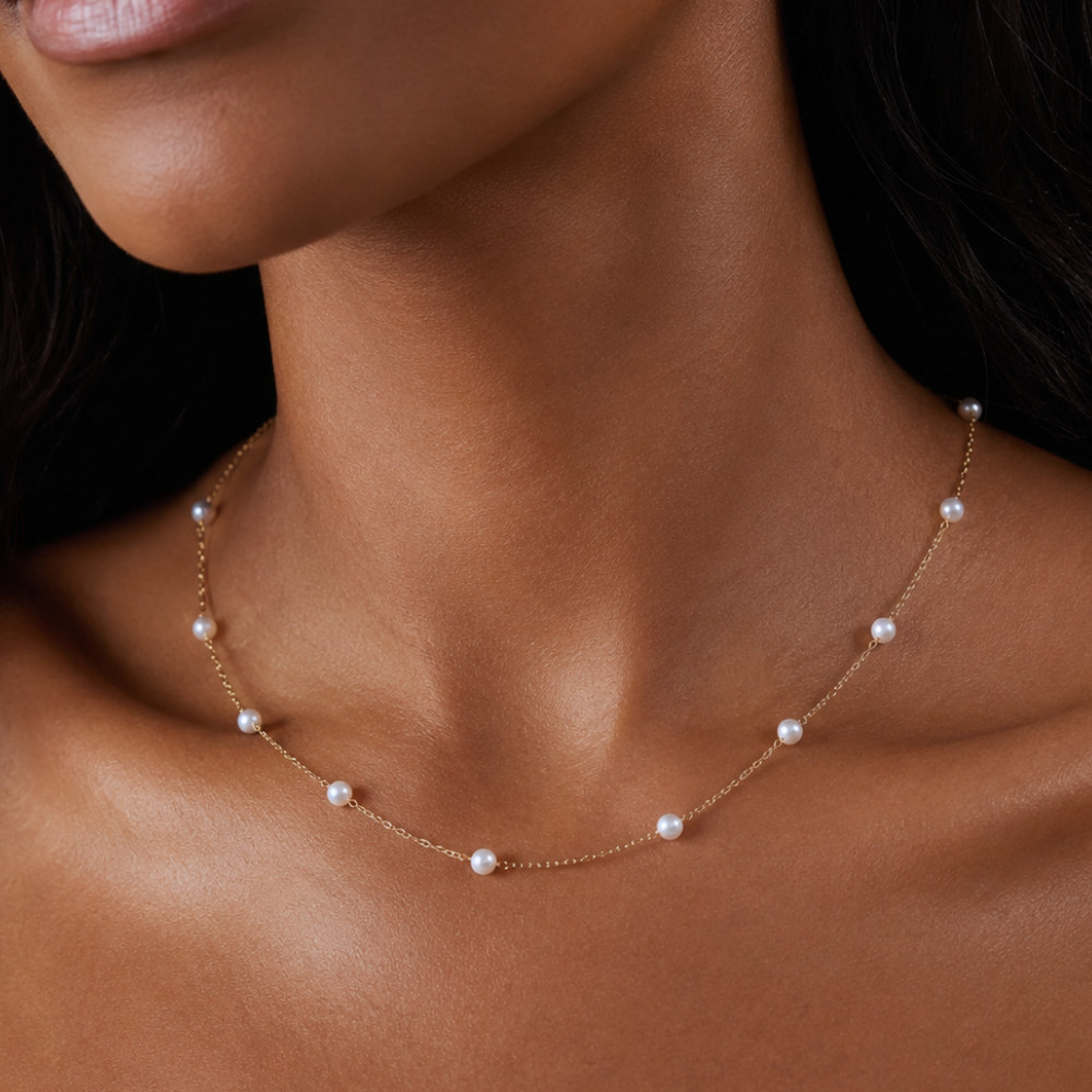 16″ Gold Filled 9 Cultured Freshwater Pearl Necklace