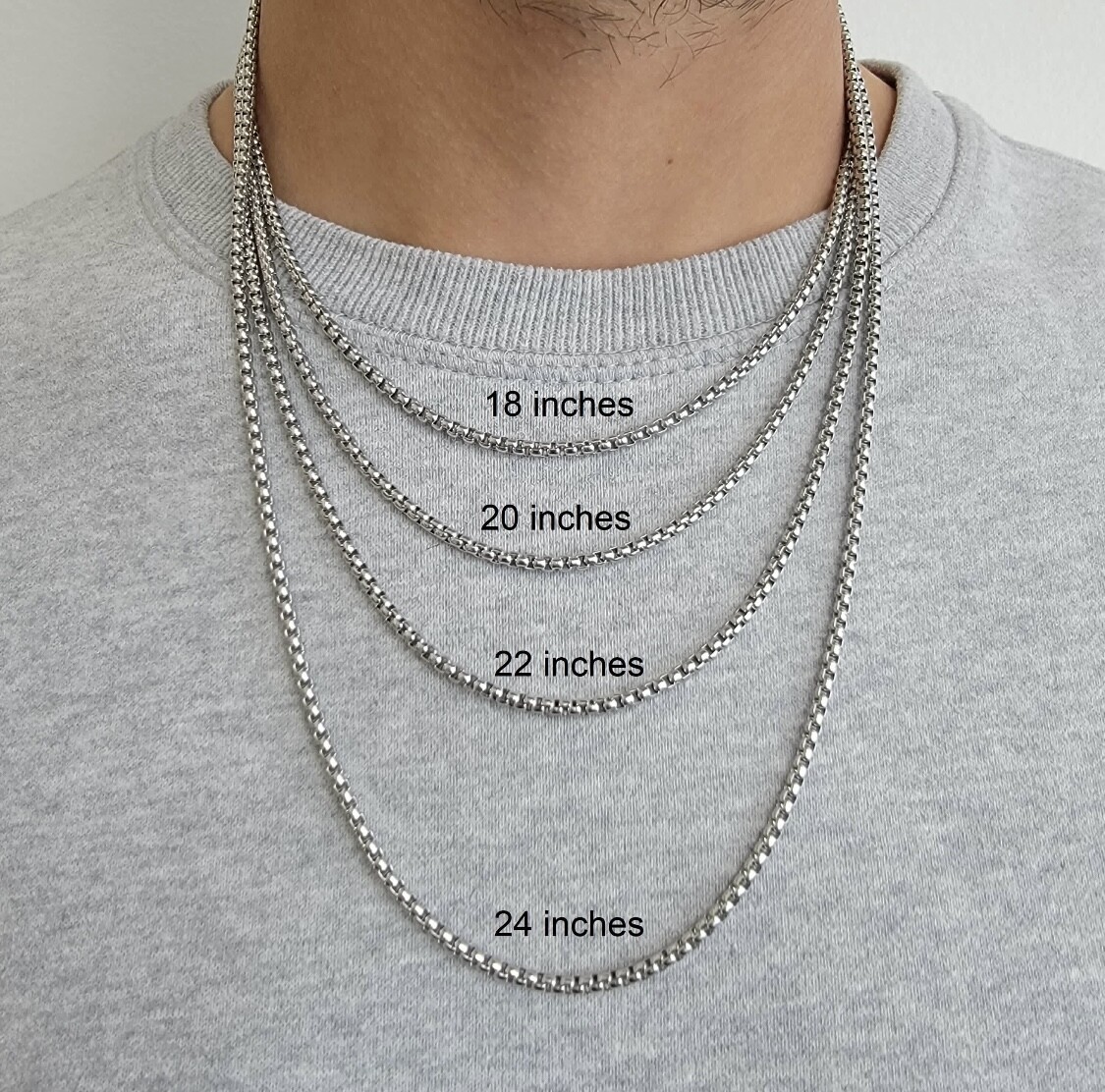 925 Sterling Silver 2.5mm Italian Round Box Chain Necklace Italian Made