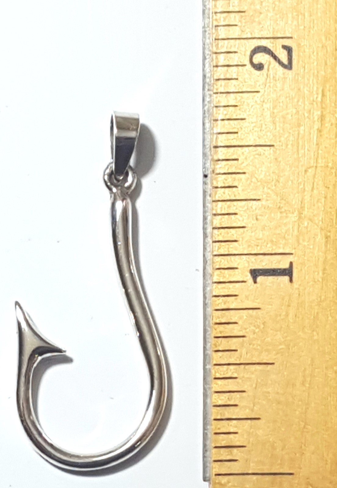 Fish Hook Pendant 925 Sterling Silver Fishing Hook 1″1/2 inch Long New # 10