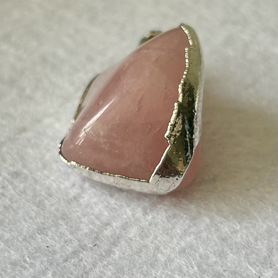 Rose Quartz Quartz Pendant Set In Sterling Silver 1 3/8”