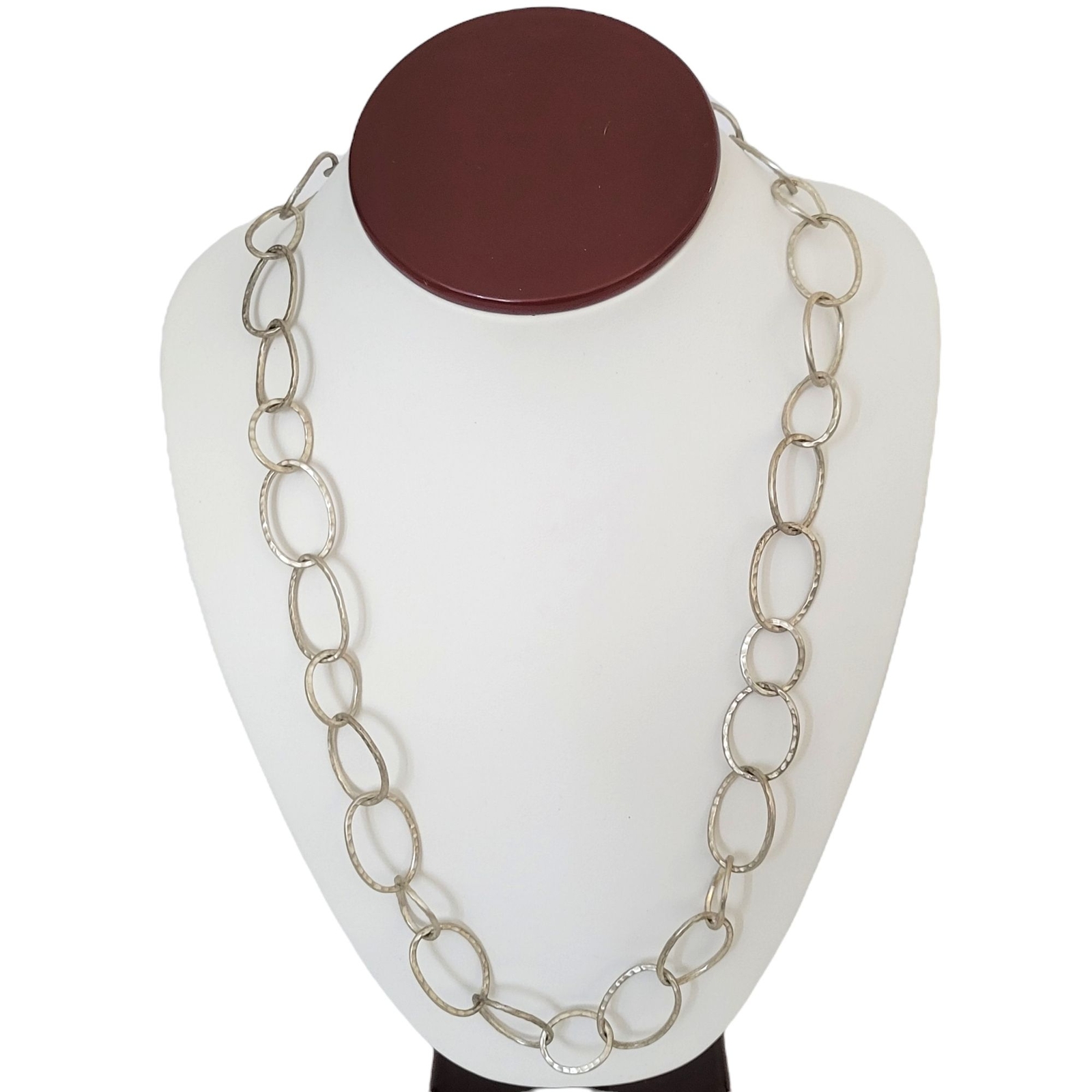 Sterling Silver Necklace Interlocking Circle Chain Lobster Clasp India 23″
