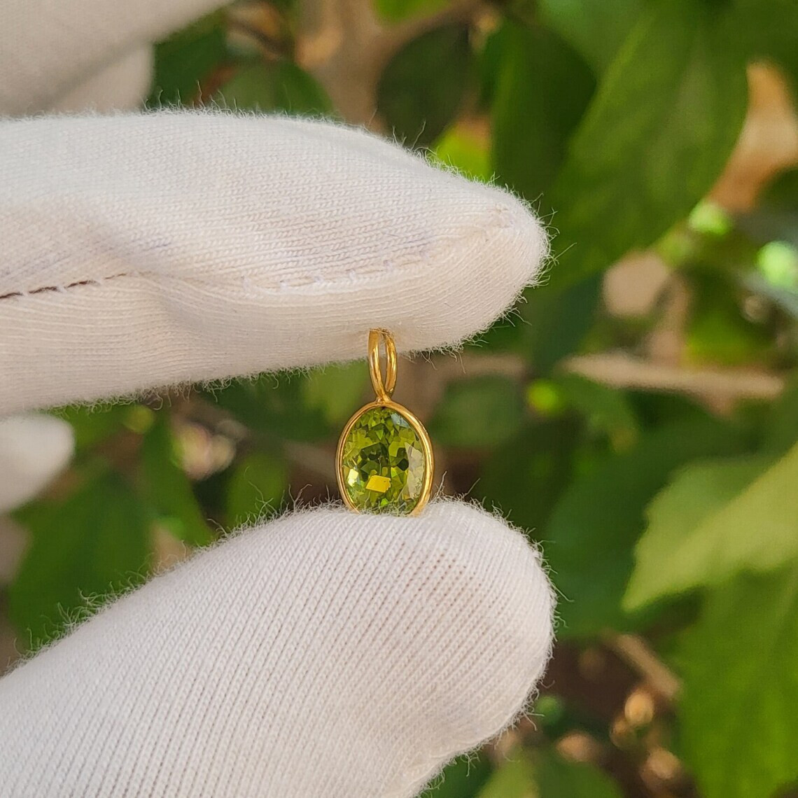 14k Solid Gold Peridot Necklace, September Birthstone Charm Pendant For Nacklace