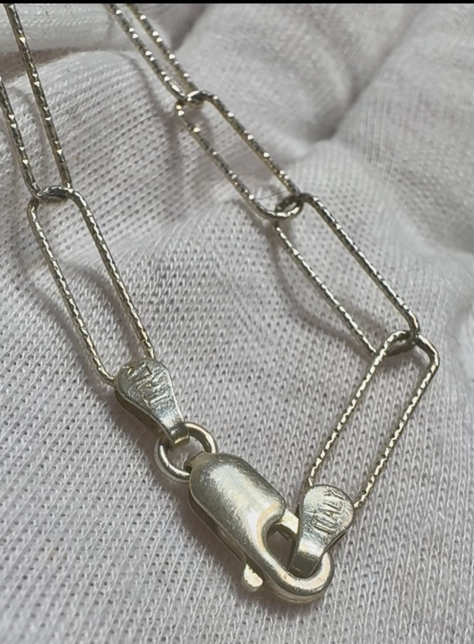 Sterling Silver Etched Paperclip Dolphin Necklace with Lapis Crystal Point Italy
