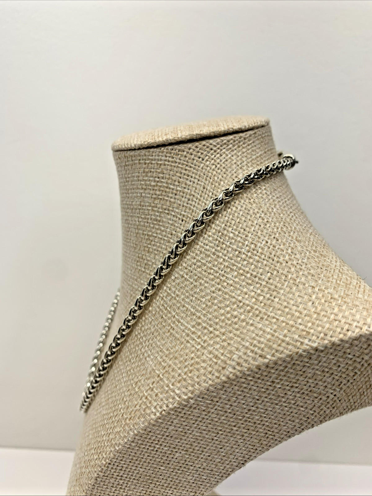 David Yurman Signed 925 Sterling Silver 4mm Wheat Weave Chain Necklace 16″ 23.5g
