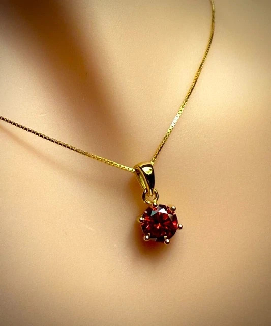 2Ct Round Cut Lab Created Ruby Women’s Solitaire Pendant 14K Yellow Gold Plated