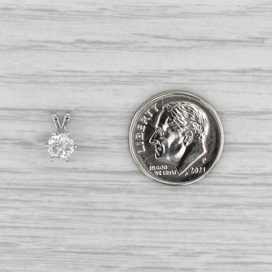 New 0.49ct Diamond Solitaire Pendant 14k White Gold 6 Prong Small Round Drop