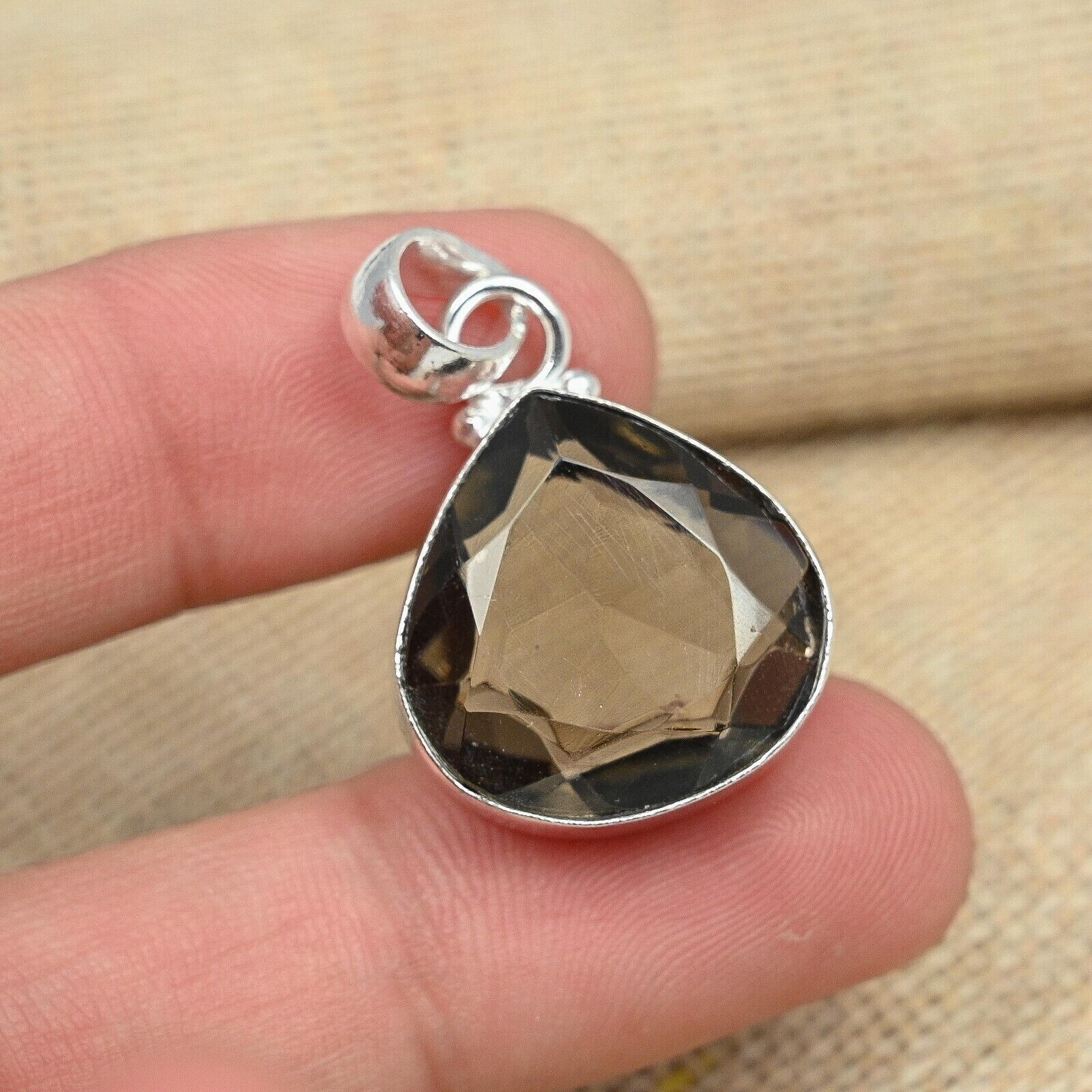 Beauty Smoky Topaz Gemstone 925 Sterling Silver Handmade Pendant B-47