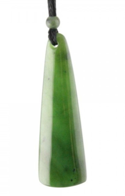35mm Genuine Natural Green Nephrite Jade Slim Triangle Pendant – High Polish
