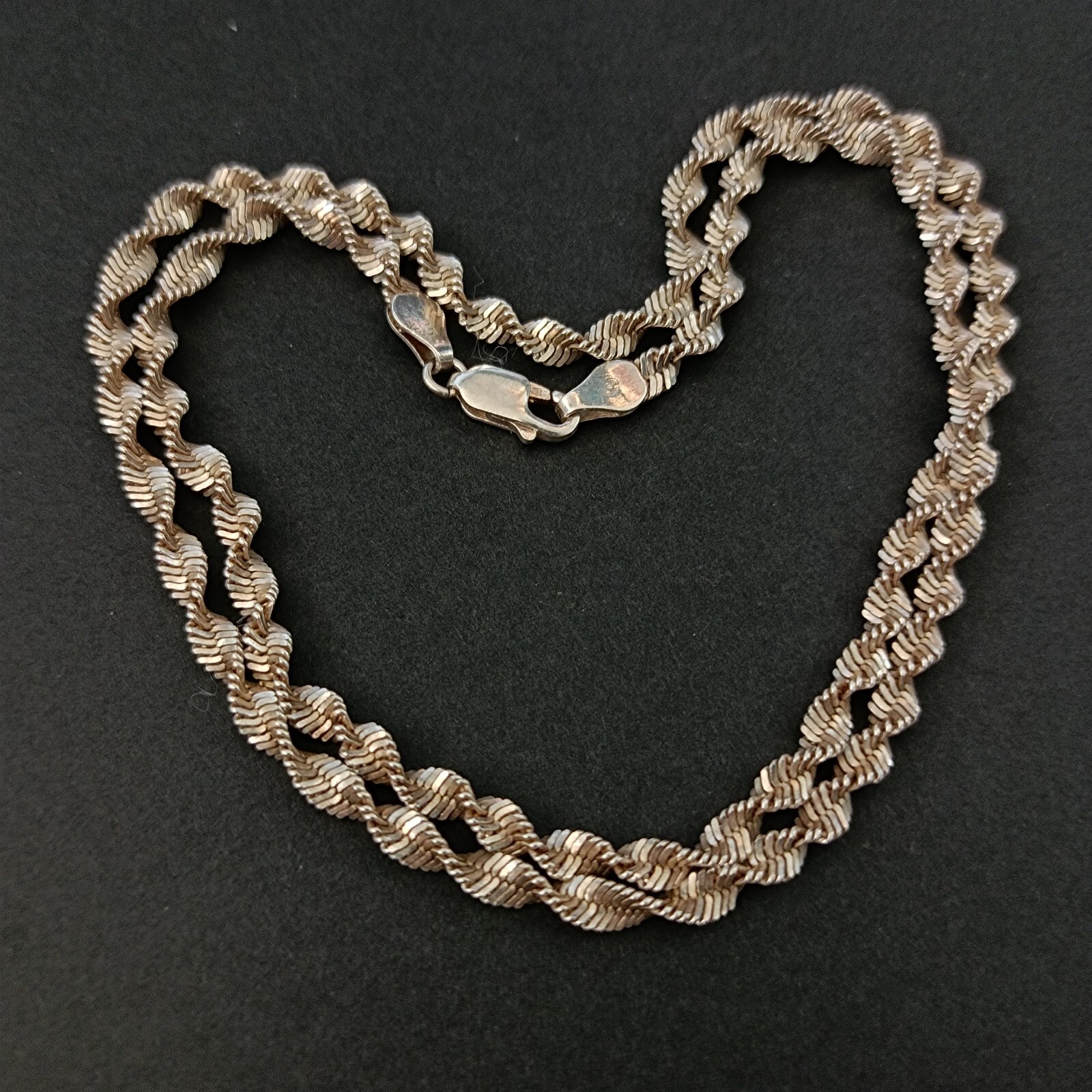 Vintage Sterling Silver Chain Necklace Italy Thick Twisted Rope Men’s Women Gift