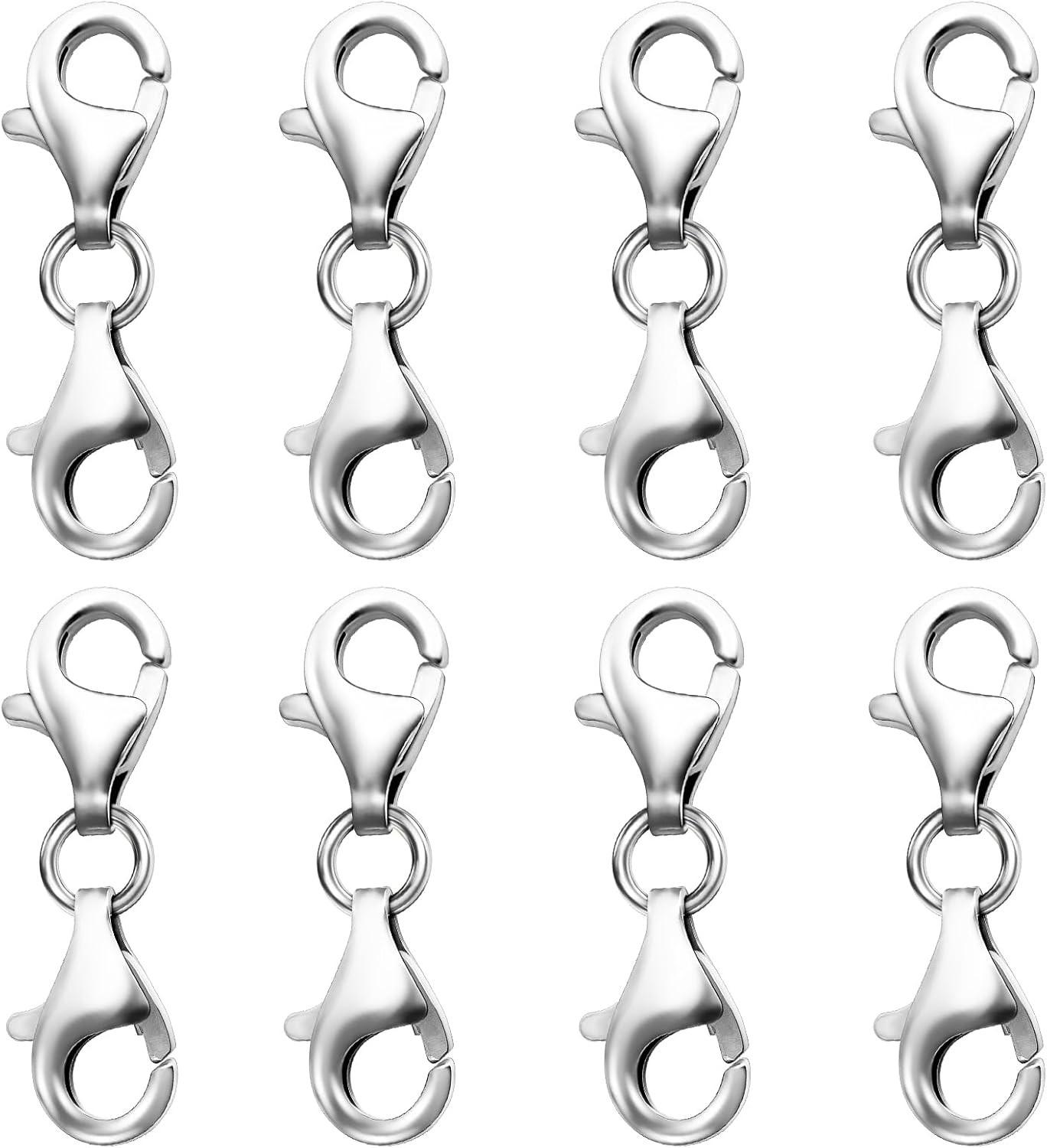 Double Lobster Claw Clasps Necklace Extender Silver, Double End Design Necklace
