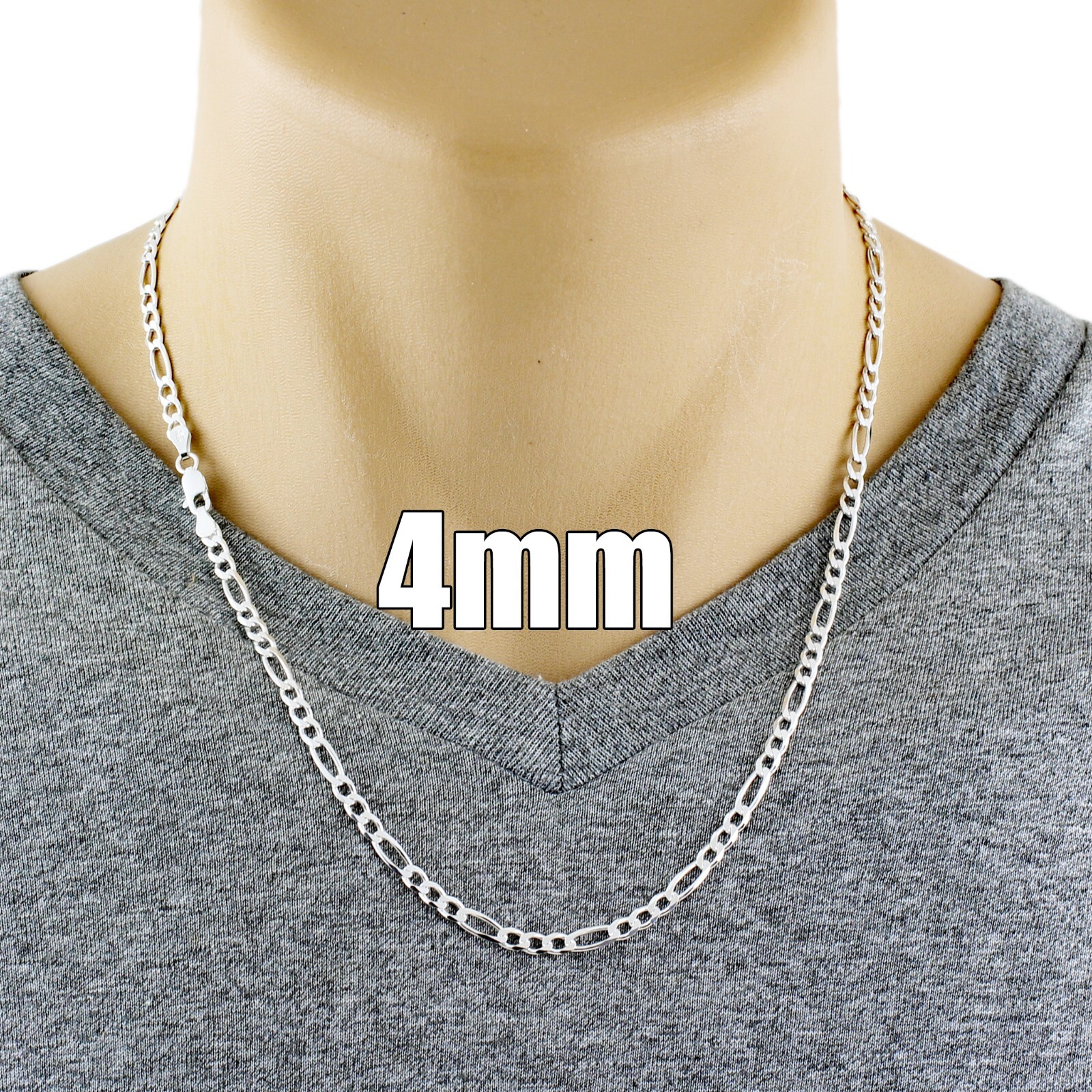 925 Sterling Silver Solid Heavy Figaro Chain Necklace-All Widths & Lengths-Italy