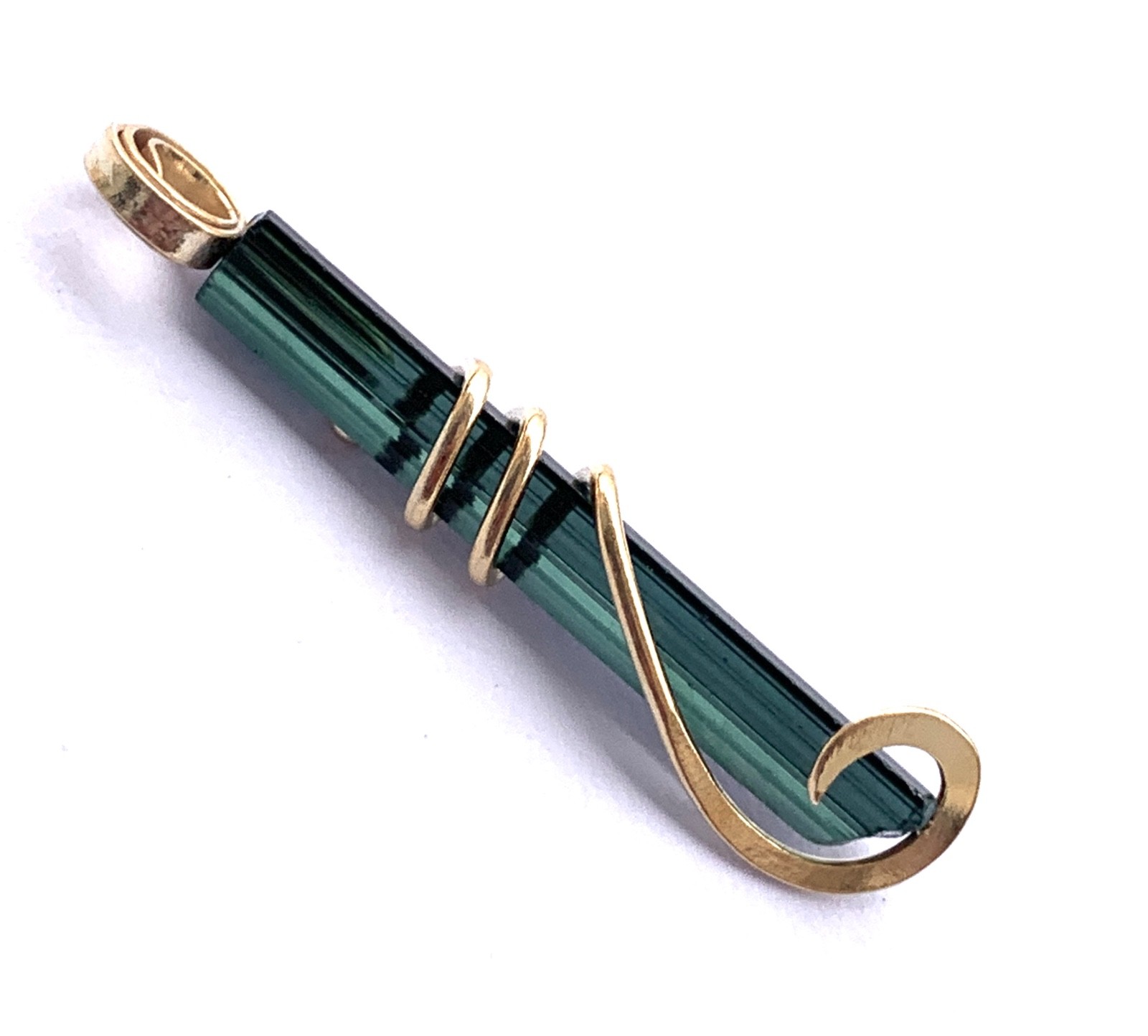 14K Gold Blue Paraiba Tourmaline Pendant wire wrap Pendant Natural Bi Color 7.00