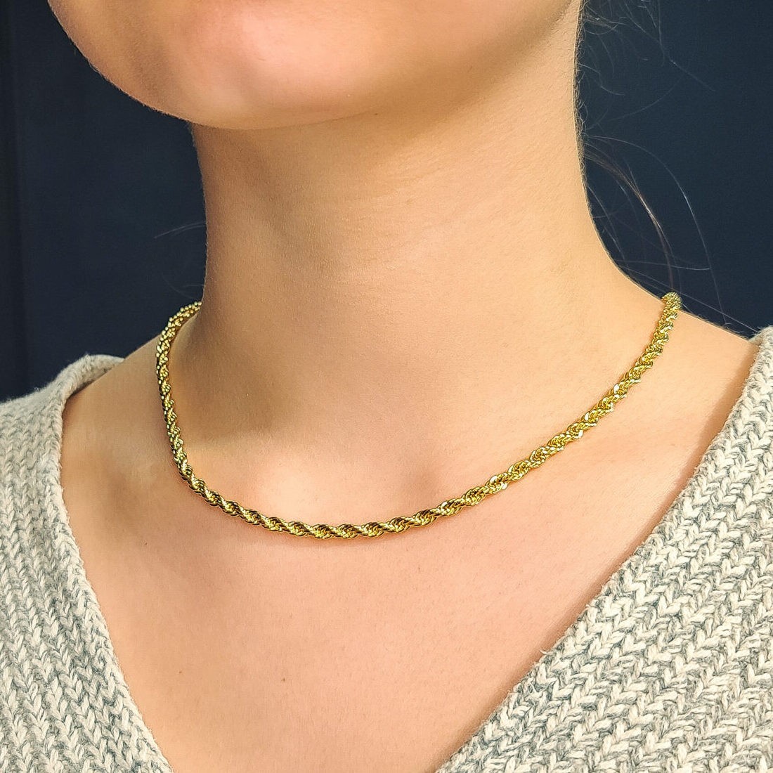 18K Gold Filled Twist Chain Necklace 24” Rope Link Mens Womens Limited Deal