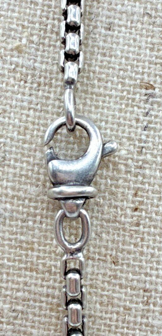 David Yurman 925 Sterling Silver Plain Dog Tag Pendant 20″ Box Chain DY Signed