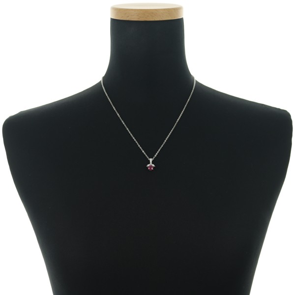 Ruby 0.75ct Diamond 0.27ct Pear-shaped Flower Leaf Pendant 900 Platinum