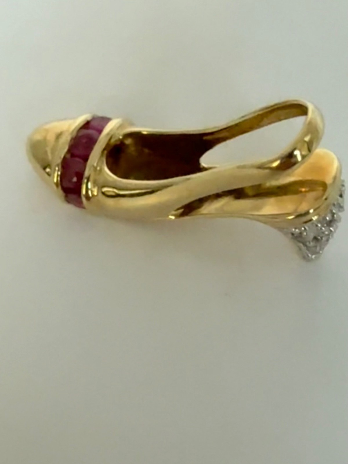 10K 5 Ruby & Diamond High Heel Slingback Pendant/Slide 2.4 g