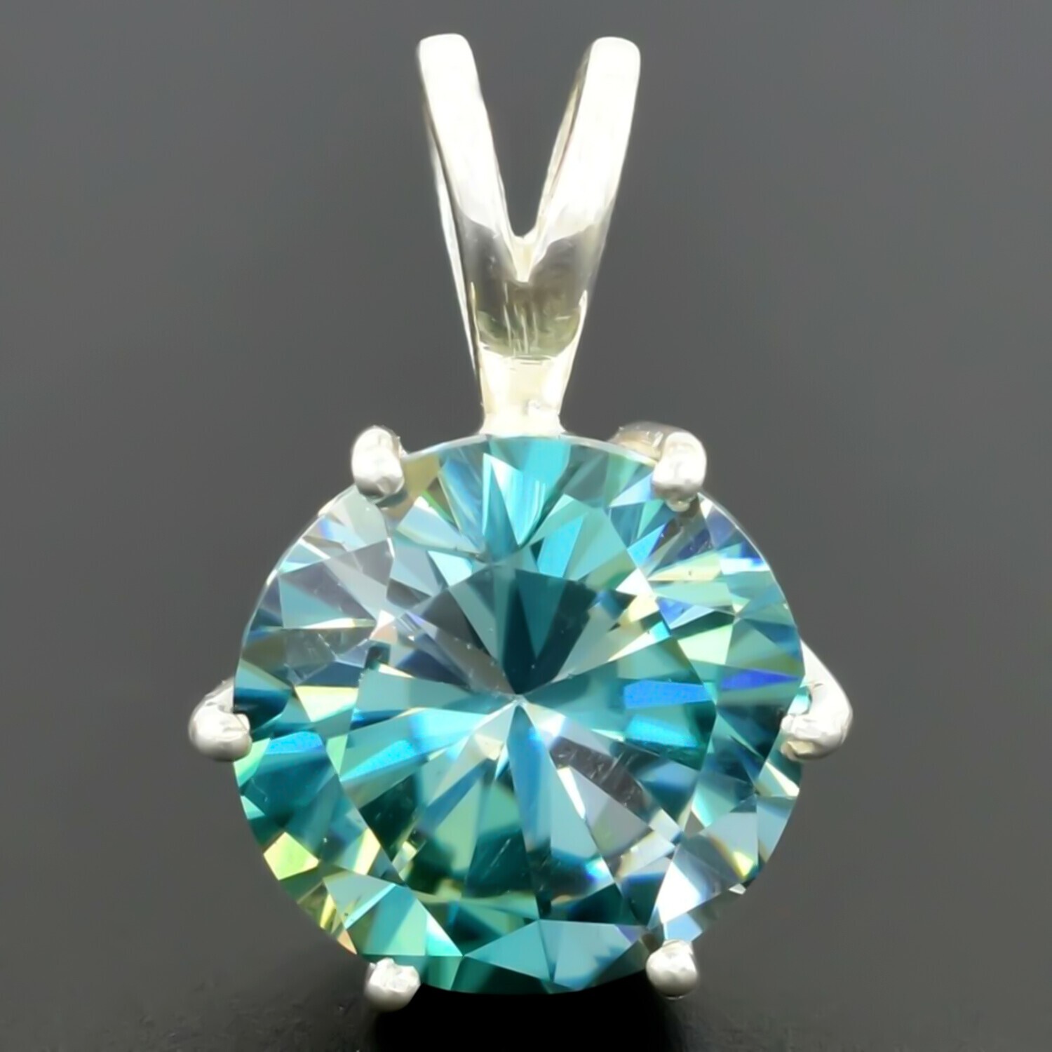 6.80 Ct Blue Diamond Pendant in 925 Silver Certified Christmas Gift Jewelry