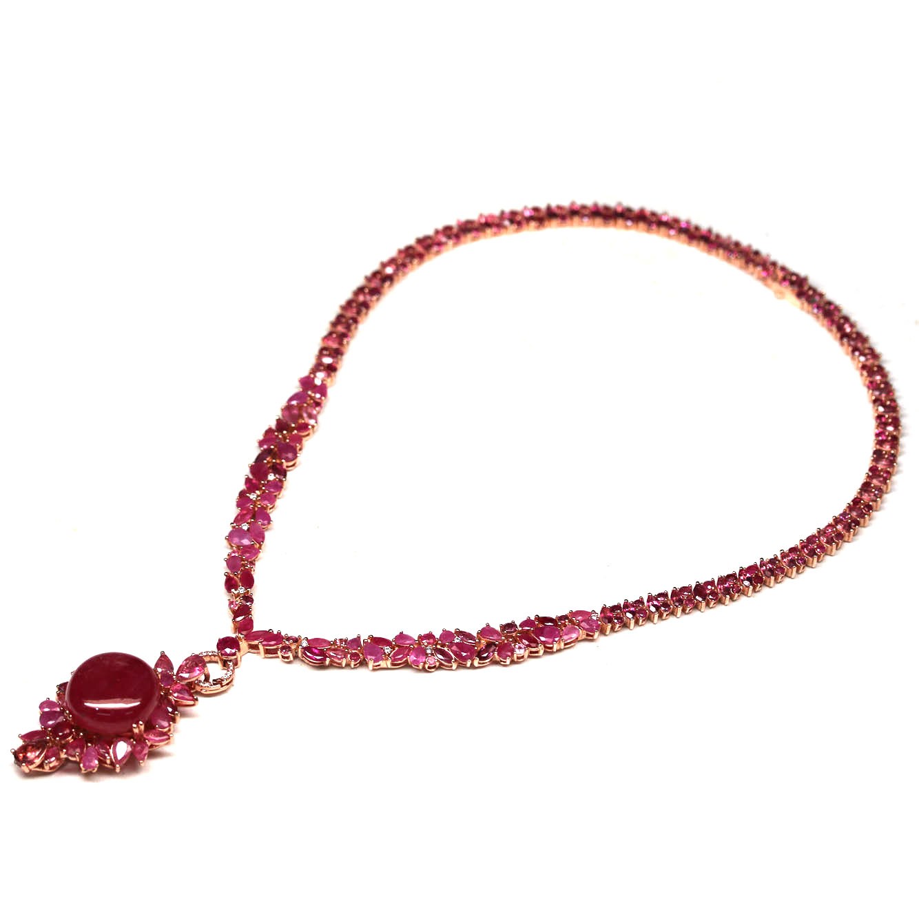 925 Silver Ruby Tourmaline Topaz Rhodolite Garnet..Pendant/Necklace 16.5 in