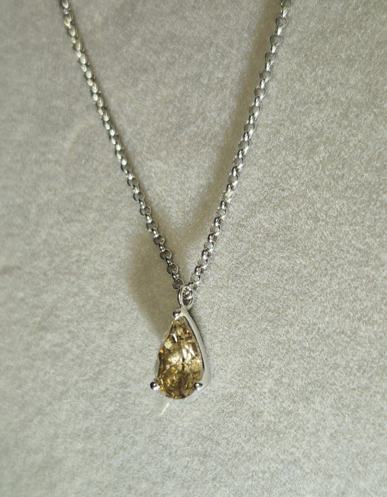 STUNNING! PLATINUM 900 NATURAL EARTH MINED 1ct GOLDEN DIAMOND SOLITAIRE NECKLACE