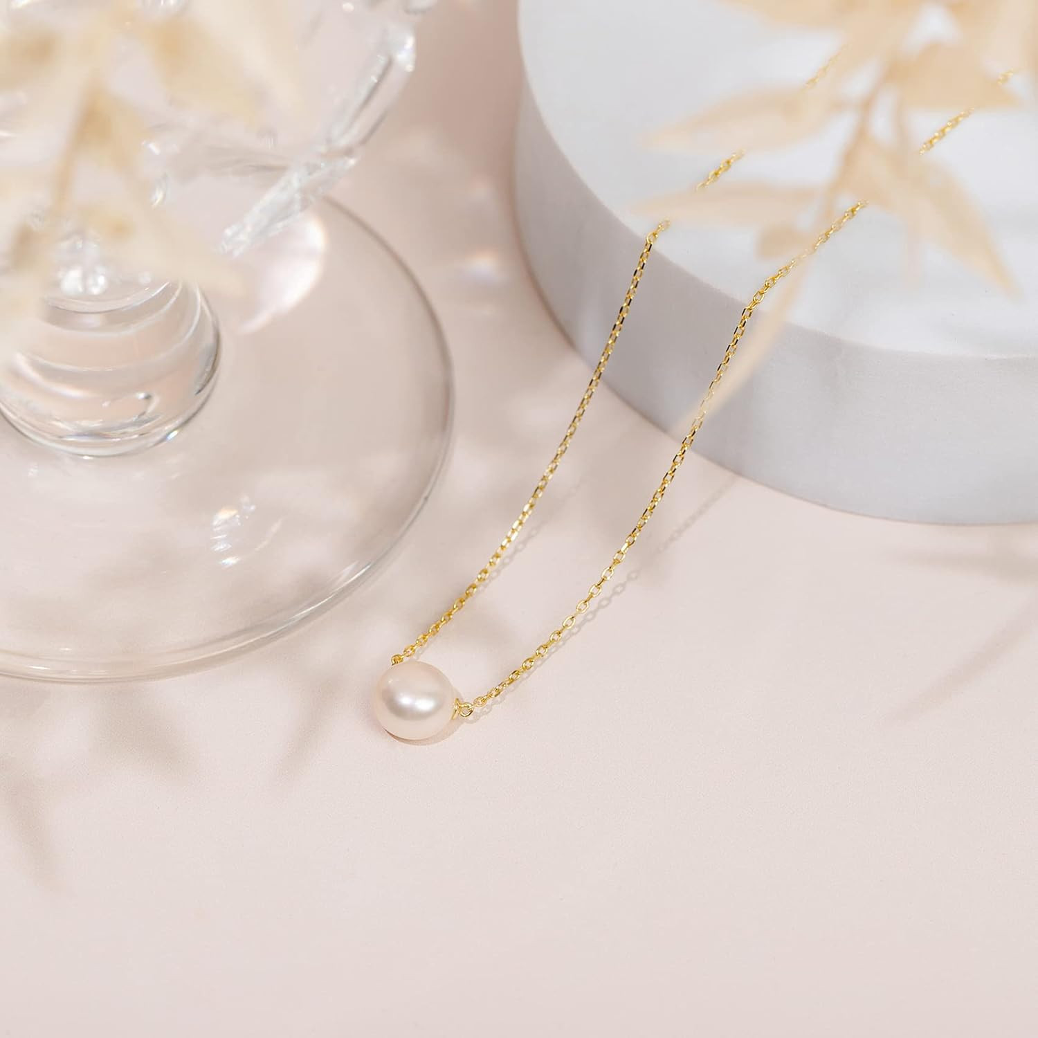 Handpicked AAA+ Freshwater Cultured Single Pearl Necklace Pendant | Gold Necklac