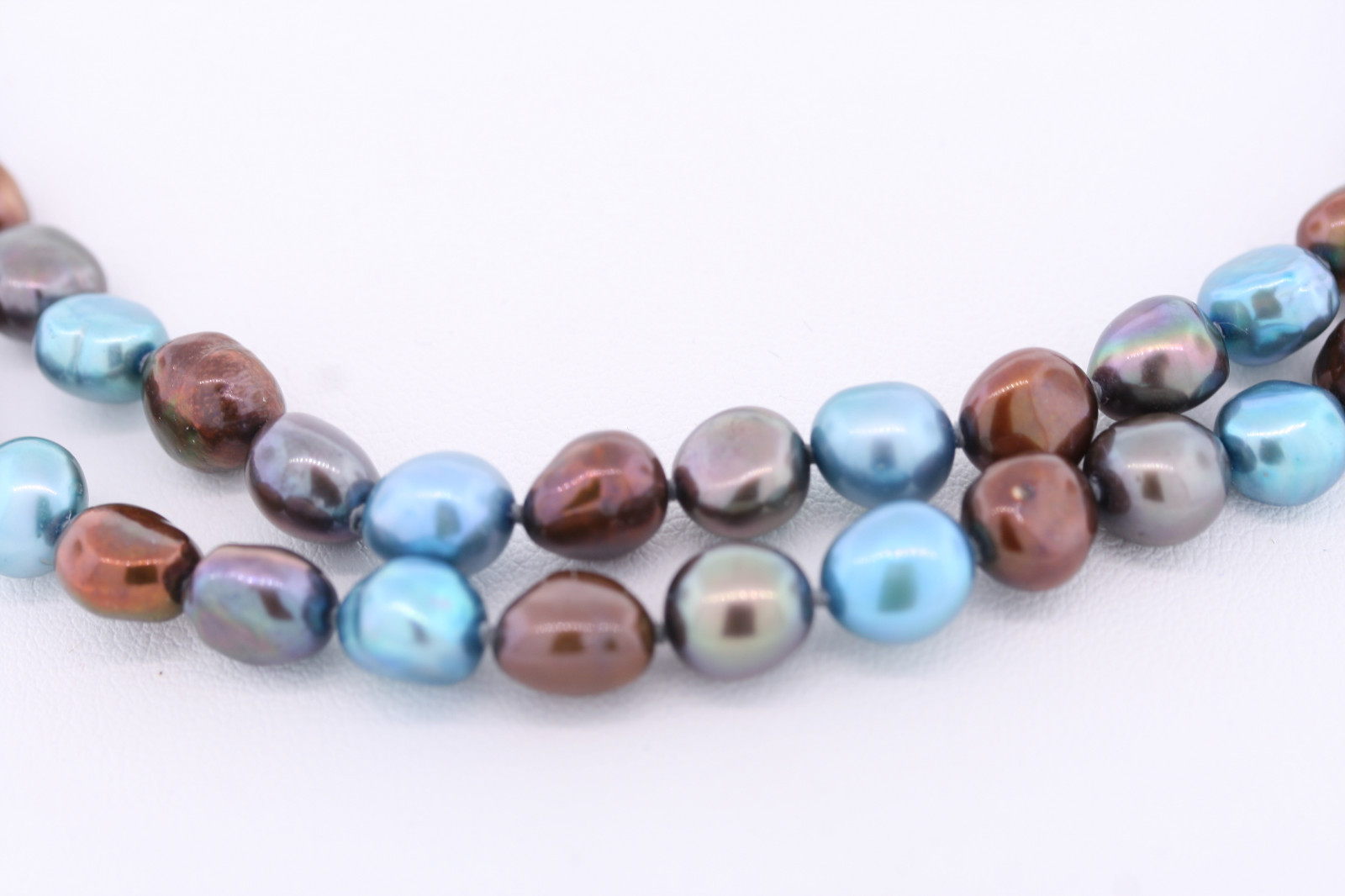 HONORA 36in Genuine Cultured Freshwater 8-9mm Blue Copper Dyed Pearl Necklace