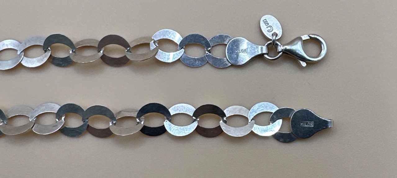 MILOR 950 Sterling Silver Flat Circle Open Link Chain Necklace