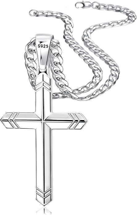925 Sterling Silver Cross Necklace for Men Women Chain 16-30 Inches | 5MM Durabl