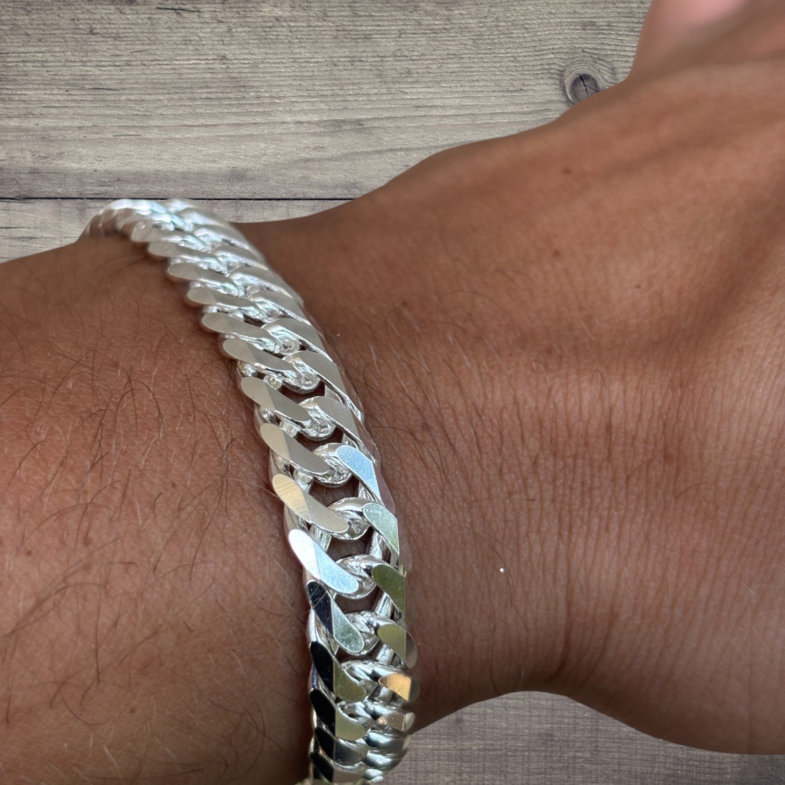 10mm Double Curb Link Bracelet – Real Solid 925 Sterling Silver MADE IN ITALY