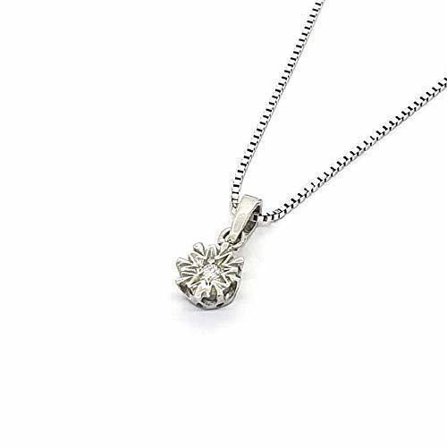 14k white gold solitaire pendant necklace set with 0.02 carats H/SI diamond