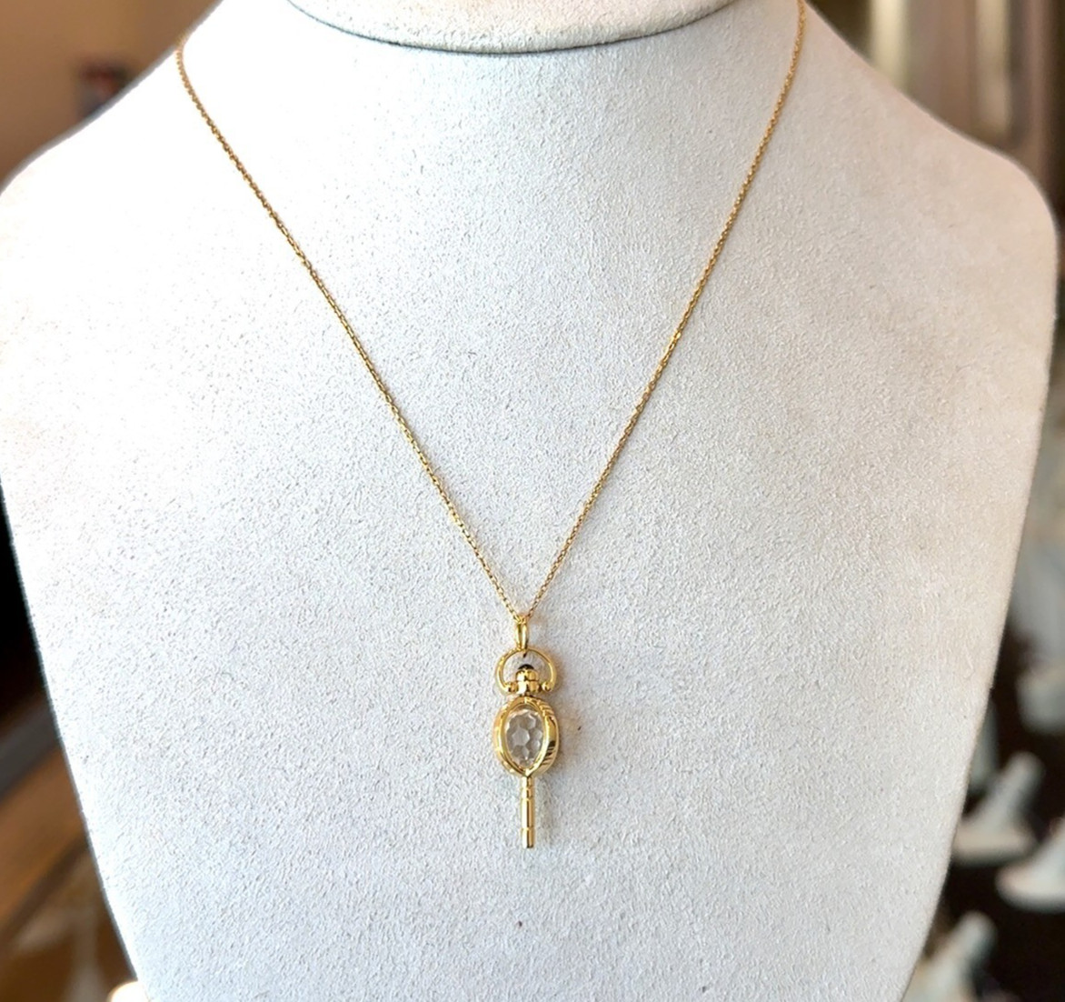 Monica Rich Kosann Carpe Diem Rock Crystal & Sapphire Key Necklace