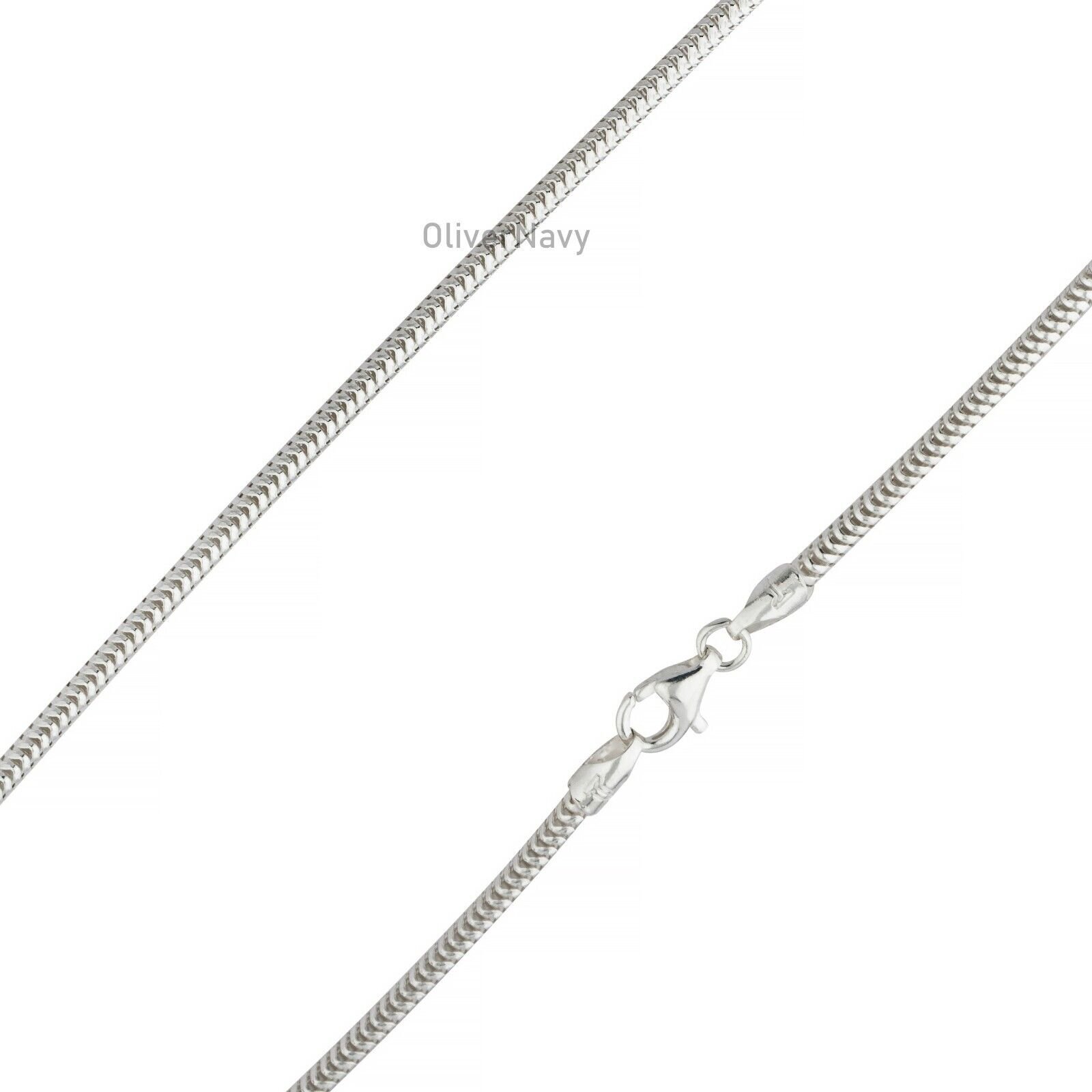 Solid Sterling Silver Italian SNAKE Chain Necklace Real 925 2mm – Round Snake