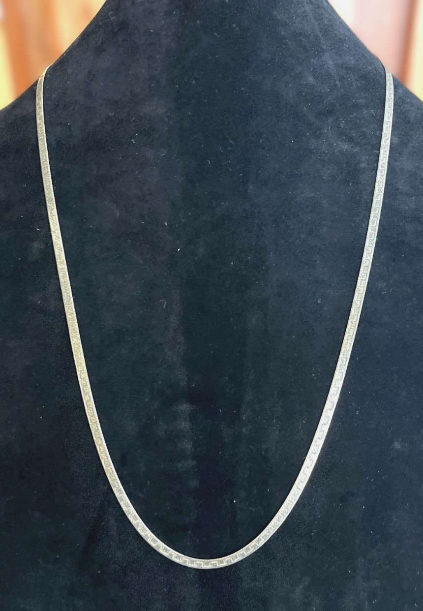 Milor Italy 925 Sterling Silver Herringbone Chain 30″ 5mm Greek Key Pattern 15 g