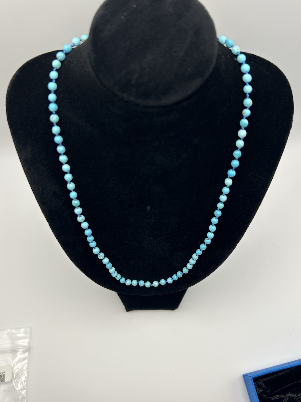 Sleeping Beauty Turquoise Beaded Necklace 18K Gold Over 925 Sterling Silver