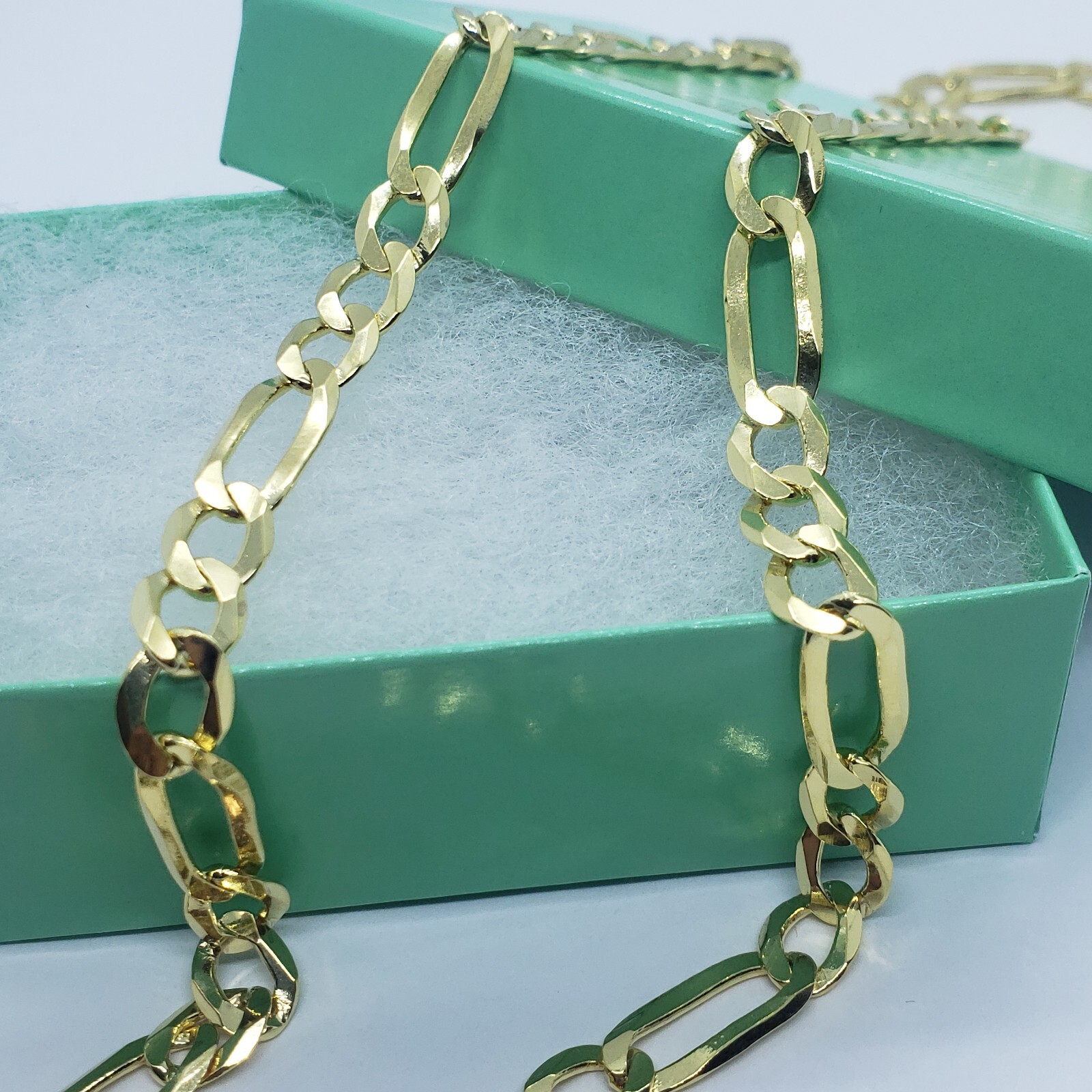 Authentic 14K Solid Gold Figaro Link Chain Men Women 6.5mm~7mm Necklace 7″~30″