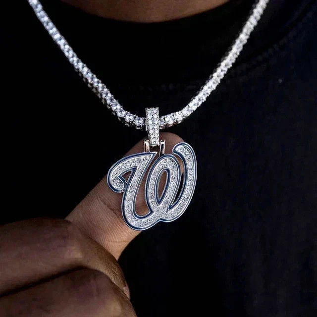 2.Ct Round Cut Real Moissanite Custom Letter Men’s Pendant 14K White Gold Plated