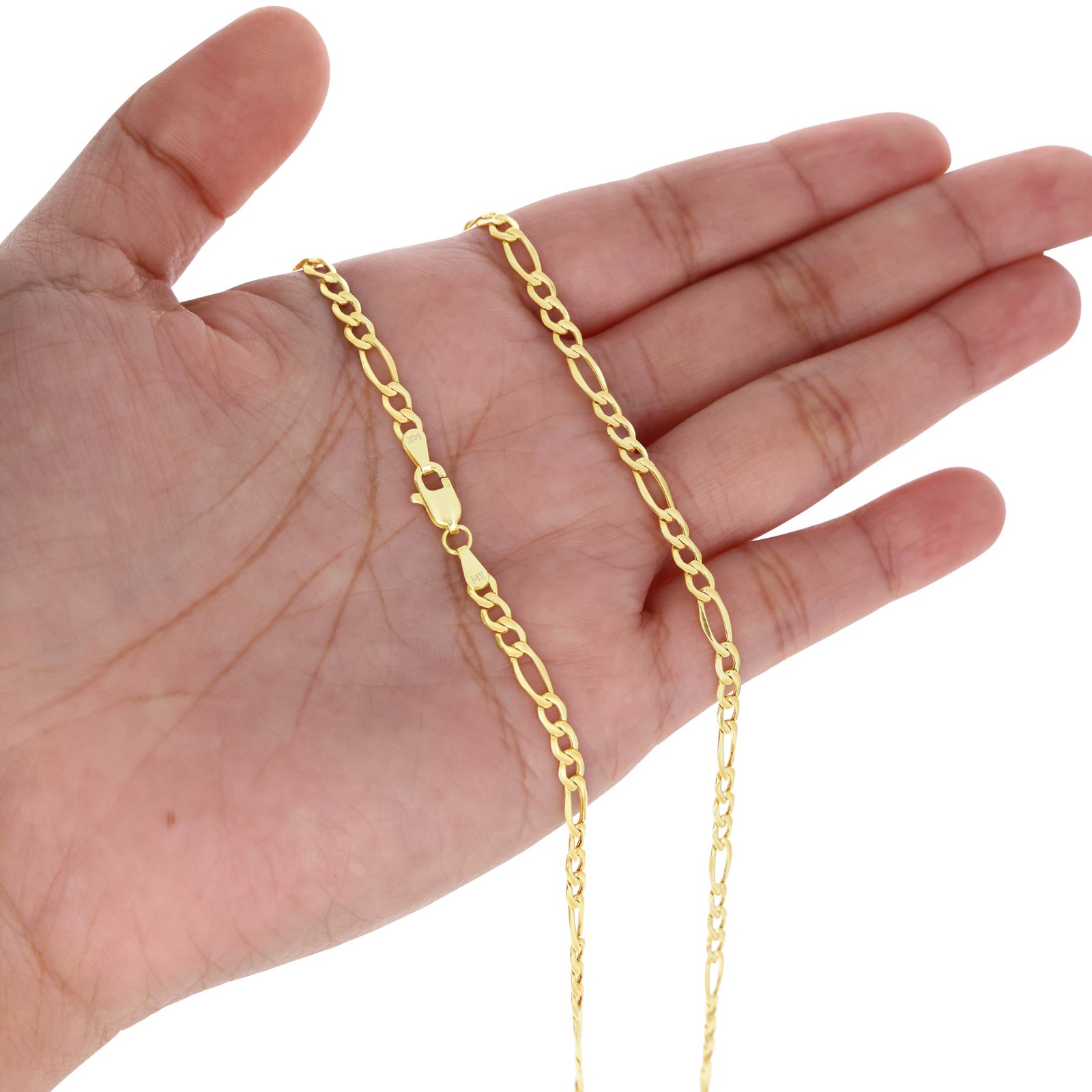 14K Yellow Gold 2mm-7.5mm Figaro Link Chain Necklace Bracelet Men Women 7″- 30″