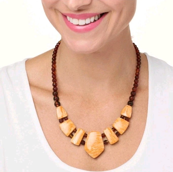 Jay King Sterling Silver Reversible Brown Amber & Orange Spiny Oyster Necklace