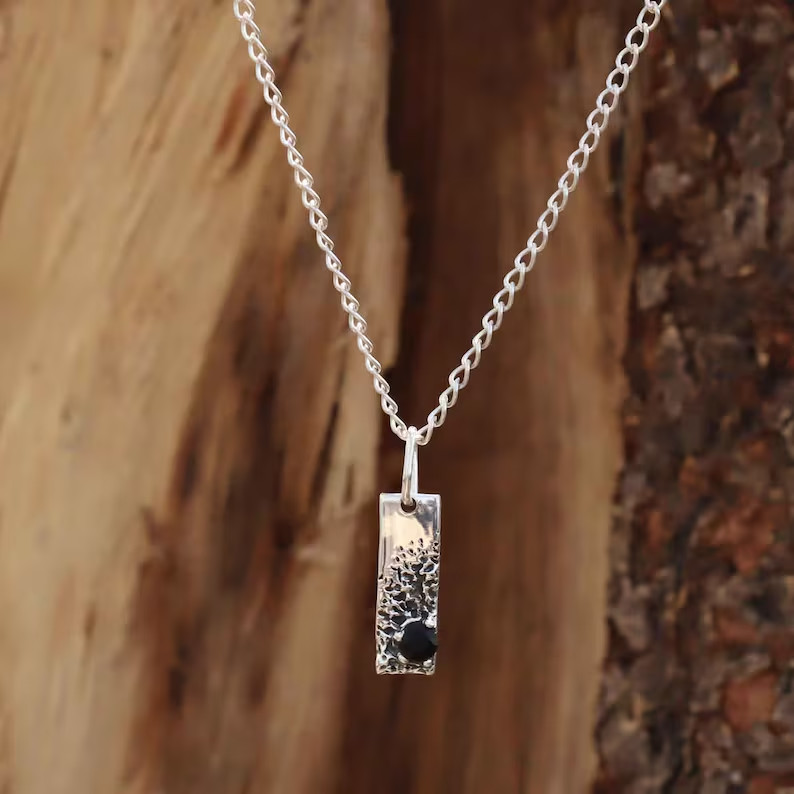 Handmade Black Onyx Pendant: 925 Sterling Silver Gemstone Jewelry Gift For Love