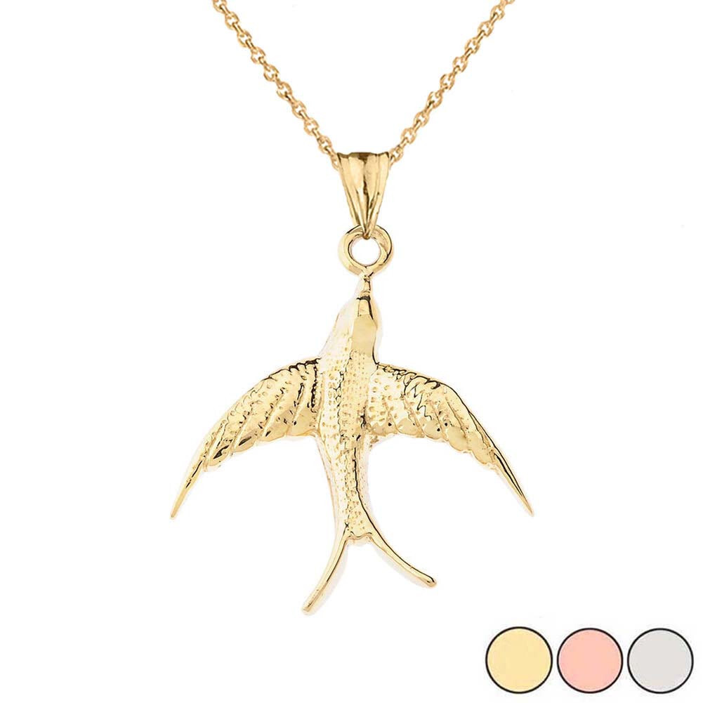 Gold Bird Pendant Necklace (Available in Yellow/Rose/White Gold)