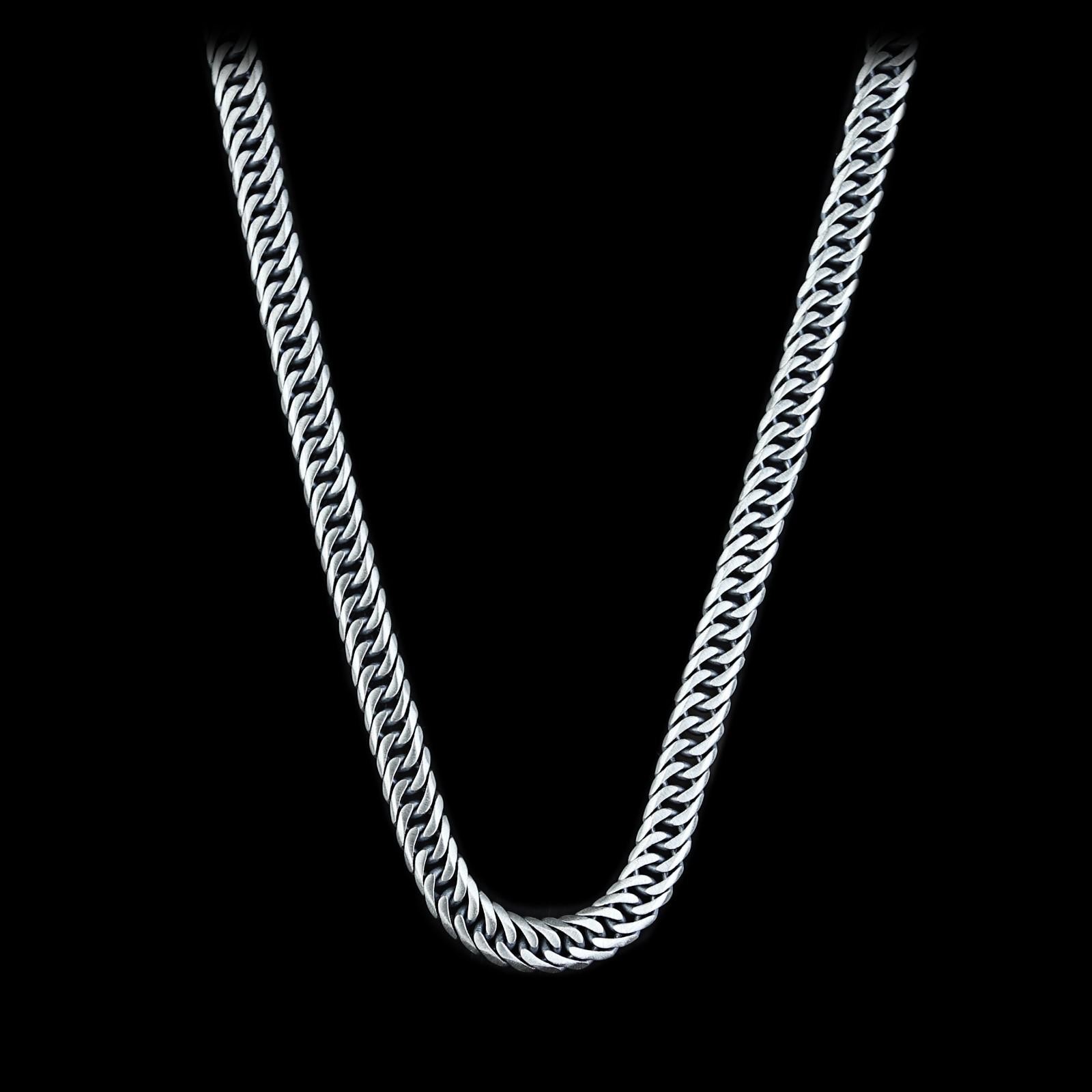 Solid Silver Men Cuban Curb Necklace, Thick Cuban Gourmet Necklace