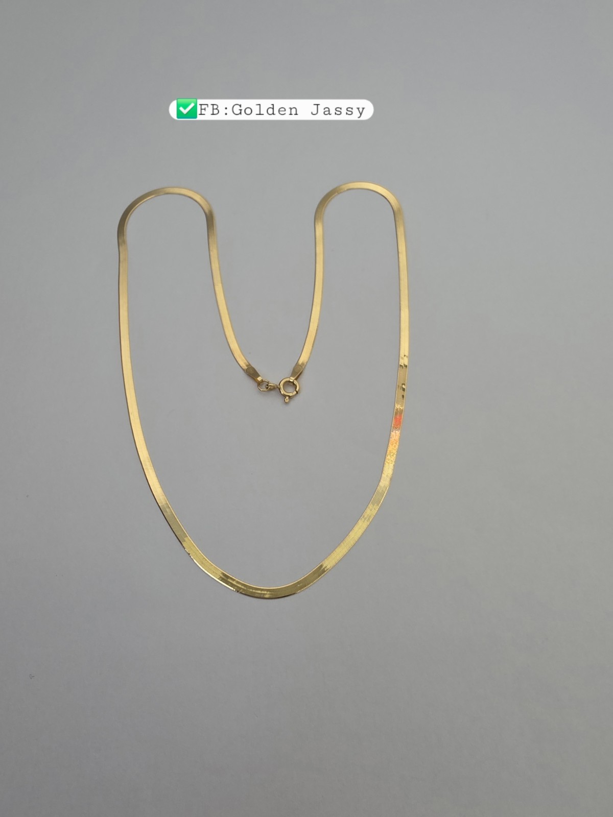 18K Real Gold Flat Chain 17.5″