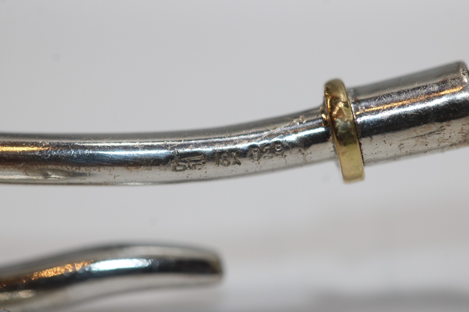 18k Solid Gold Sterling Siver Hook and Heart Necklace Cord 925 “OTC” 18″ #393