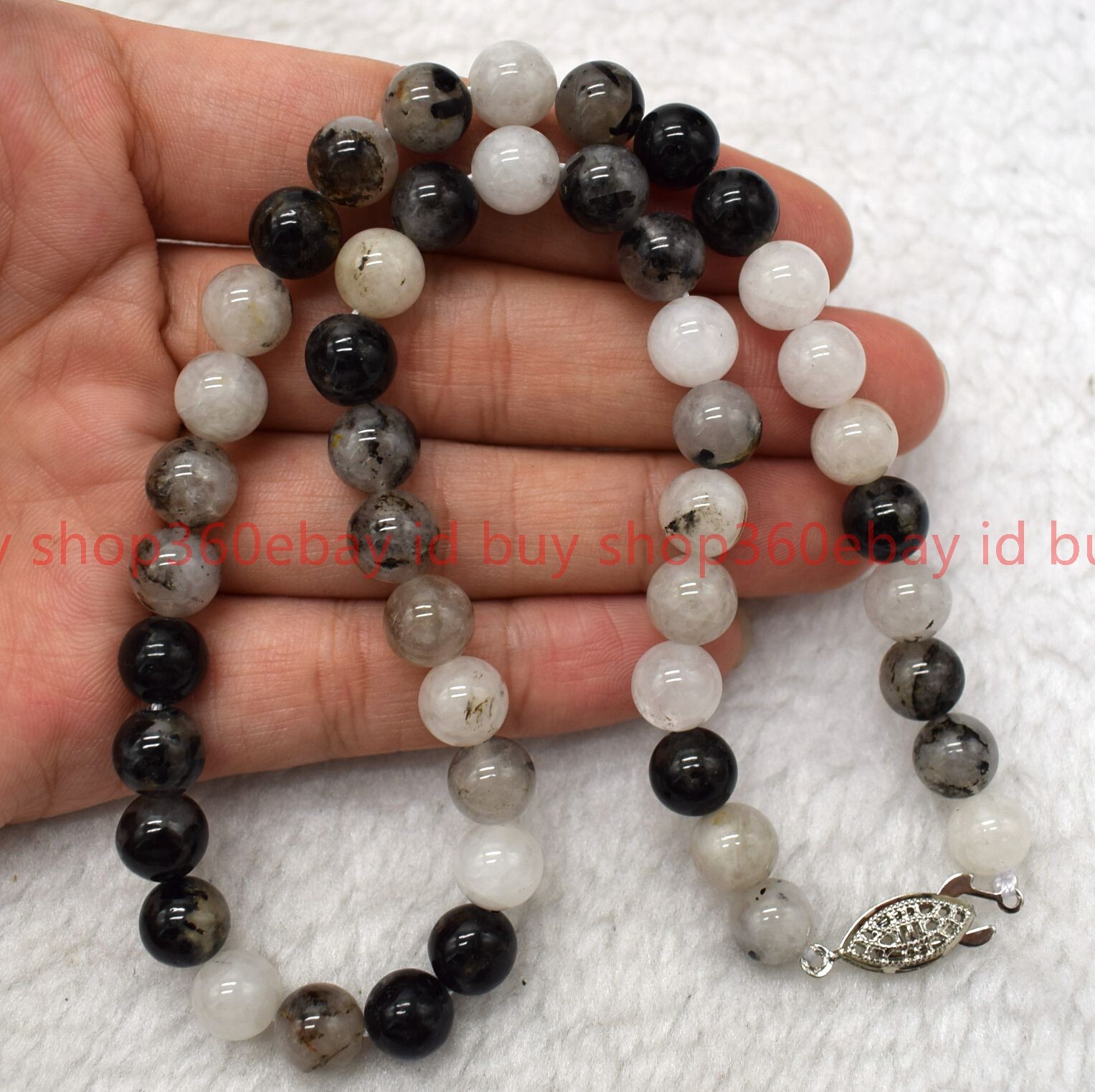 Natural Pretty 8mm Black Rutilated Quartz Round Gemstone Beaded Necklace 16-32in