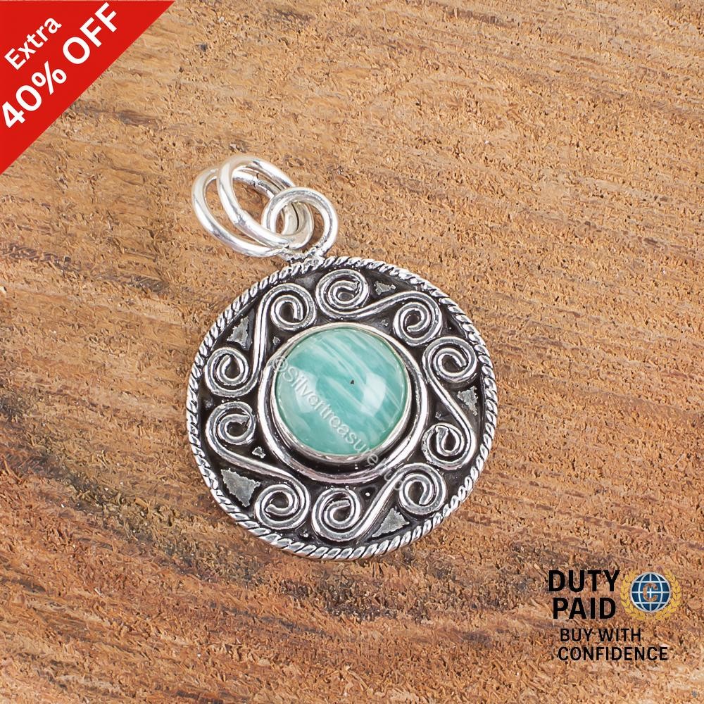 amazonite Stone 925 Silver Bezel Trendy Handmade Handcrafted New Pendant Jewelry