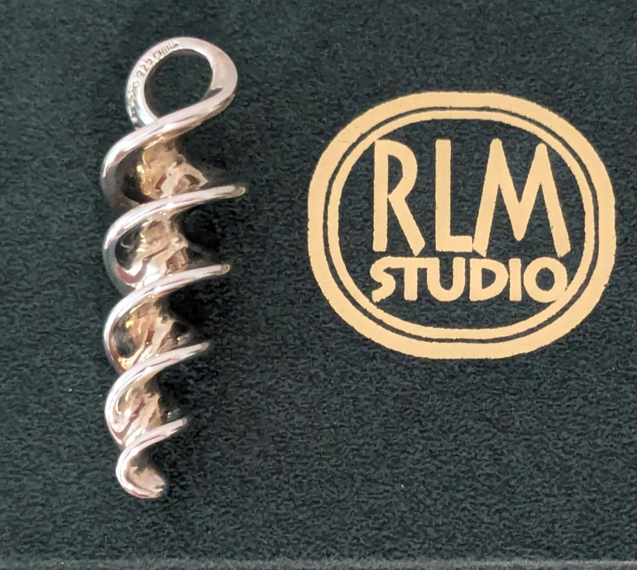 RLM Studio Sterling Silver Circle Disc Corkscrew Pendant 925