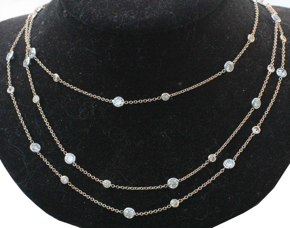 1.42 carat Round Diamond By The Yard Platinum Necklace 10 x 0.14 ct F VS/SI1