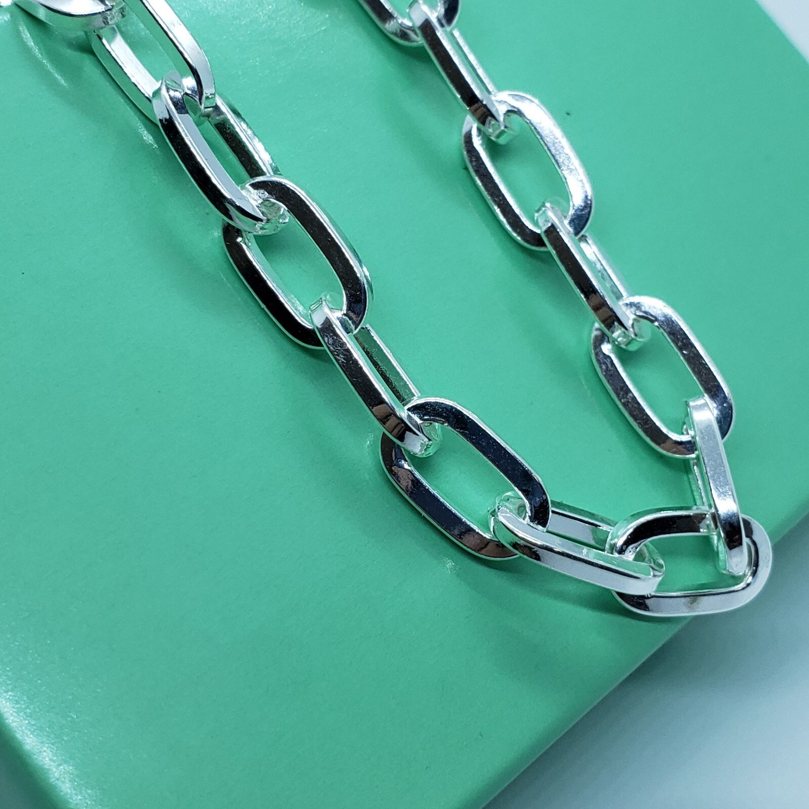 Sterling Silver Paperclip Cable Chain Necklace Bracelet Square Wire 6.5mm 7″~30″